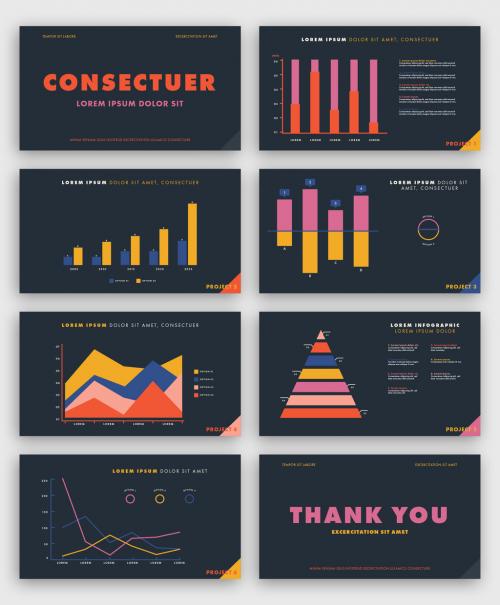 Adobe Stock - Colorful Infographic Presentation Layout on Dark Background - 251878203