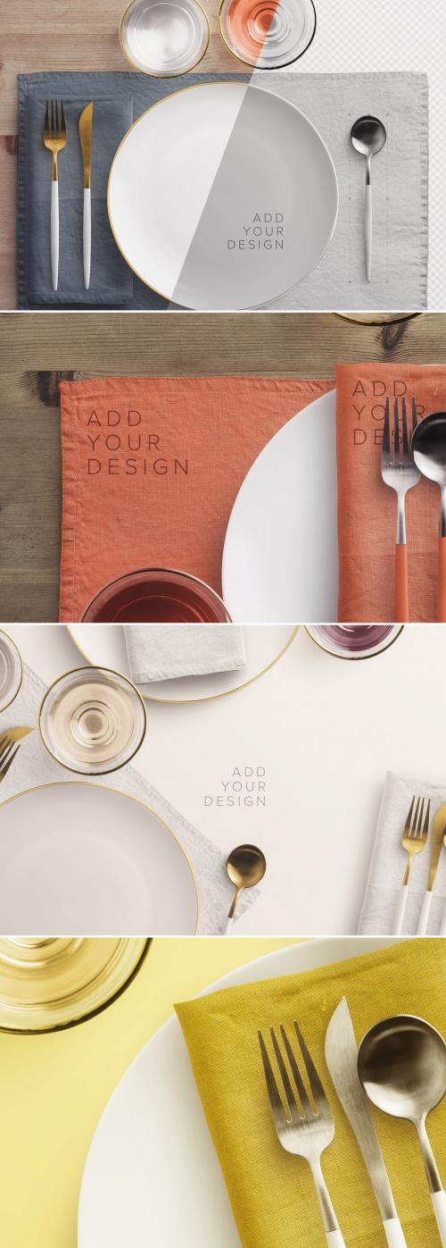 Adobe Stock - Dinner Table Placement Set Mockup - 251907353