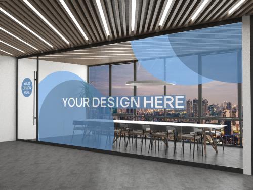 Adobe Stock - Modern Office With Glass Wall Mockup - 252932458