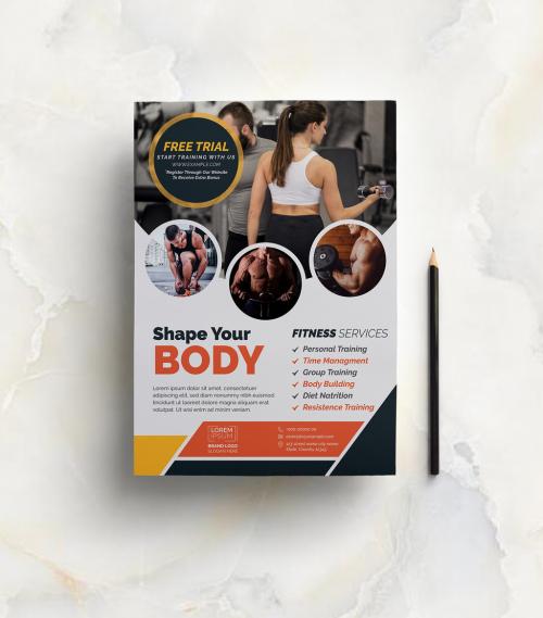 Adobe Stock - Fitness Flyer Layout with Rounded Photo Placeholders - 253418567