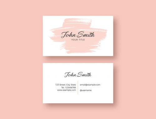 Adobe Stock - Business Card Layout with Pink Brush Stroke Illustration - 253595816