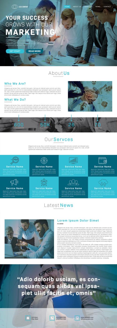 Adobe Stock - E-Newsletter Layout with Blue Accents - 253642979