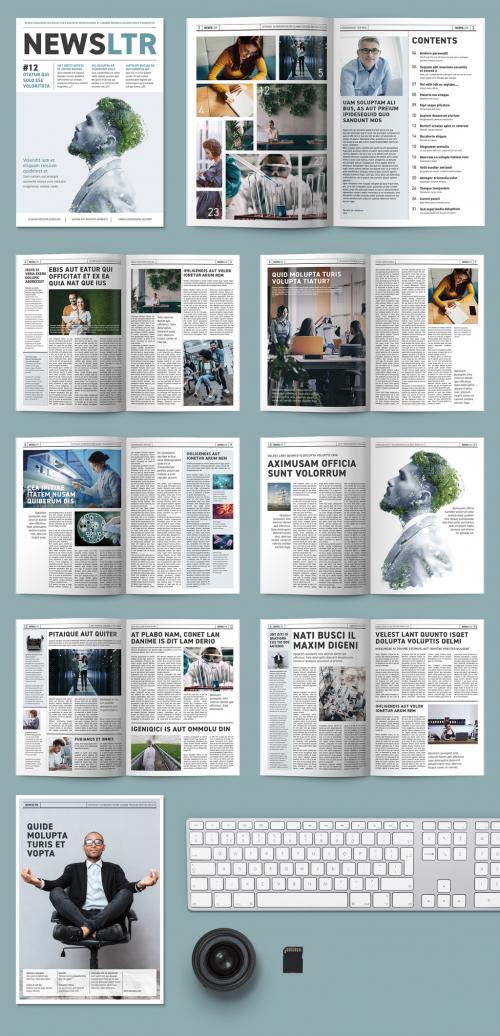 Adobe Stock - Newsletter or Magazine with Teal Accents - 253835136