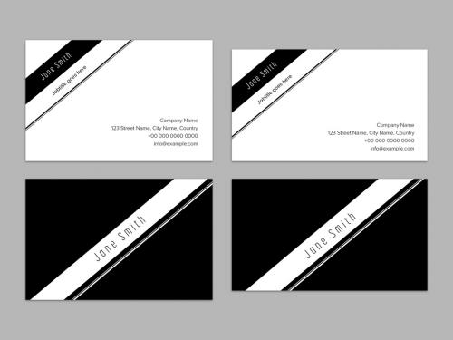 Adobe Stock - Black and White Business Card Layout - 254519283