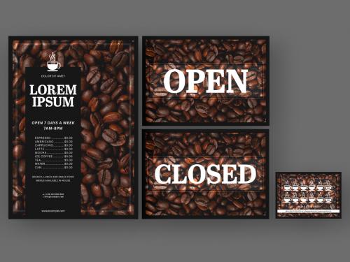 Adobe Stock - Coffee-Themed Restaurant Posters and Card Set - 254519755