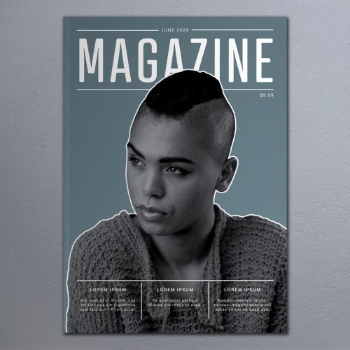 Adobe Stock - Magazine Cover Layout with Teal Background - 254519788