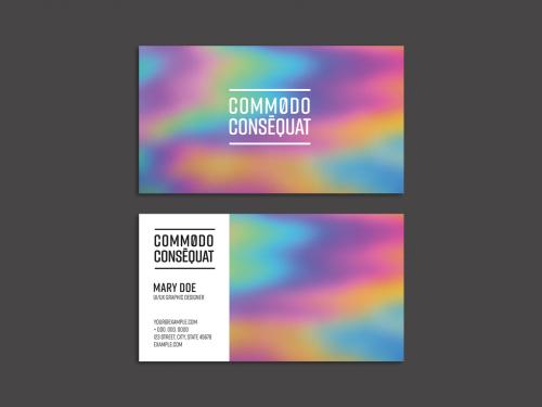 Adobe Stock - Business Card Layout with Holographic Background - 254707028