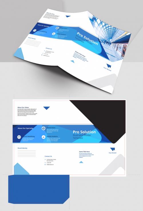 Adobe Stock - Folder Layout with Abstract Blue Elements - 254974997