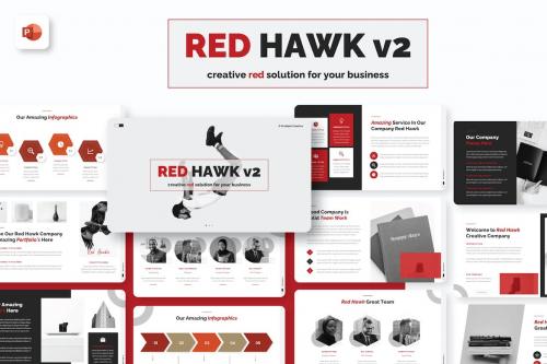 Red Hawk v2 Creative Red PowerPoint Template VV69FUS