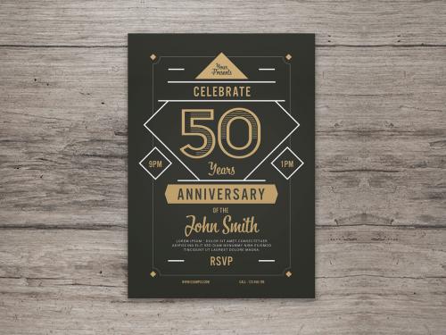 Adobe Stock - Anniversary Invitation with Gold Accents Layout - 256221251