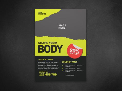 Adobe Stock - Fitness Flyer with Torn Texture Layout - 256221268