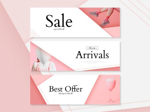 Adobe Stock - Sale Banner Layouts with Pink Accents - 256682924