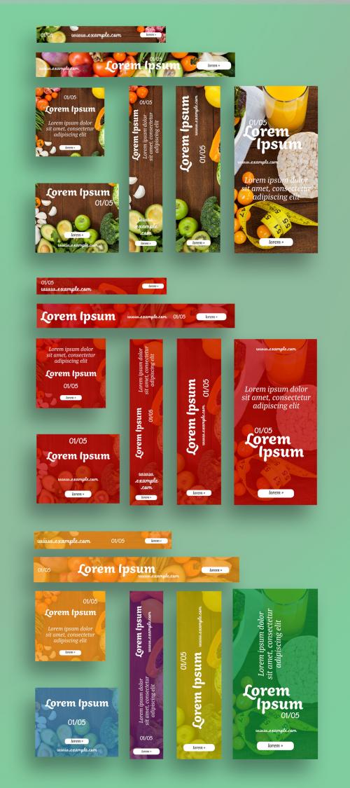 Adobe Stock - Web Banner Layout Set with Fruit and Vegetable Images - 256733267