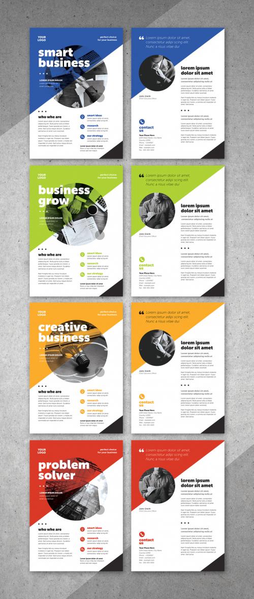 Adobe Stock - Business Flyer Layout with Colorful Accents and Grayscale Image Masks - 257909248
