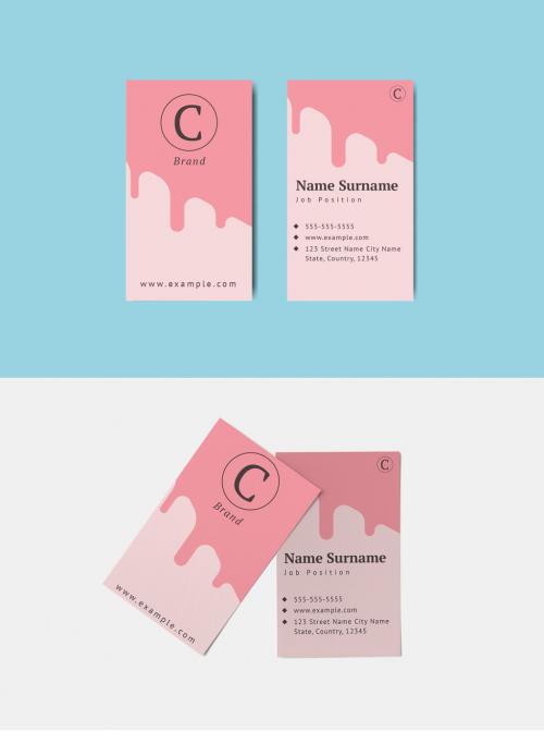 Adobe Stock - Pink Business Card Design - 258138280