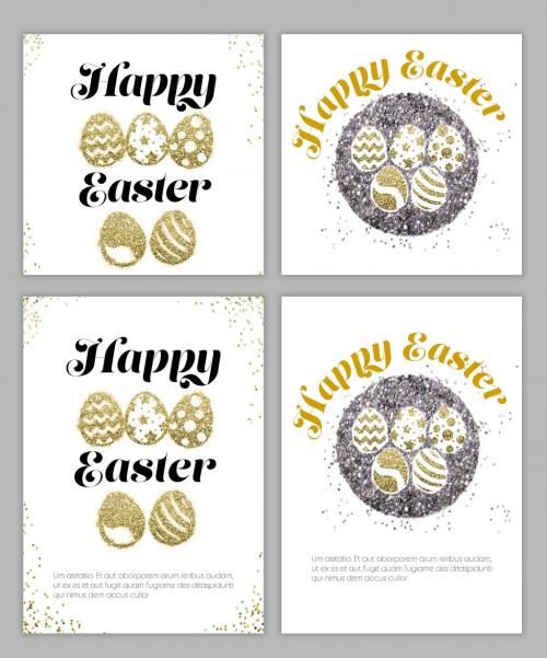 Adobe Stock - Easter Card Layouts with Glitter - 258418979