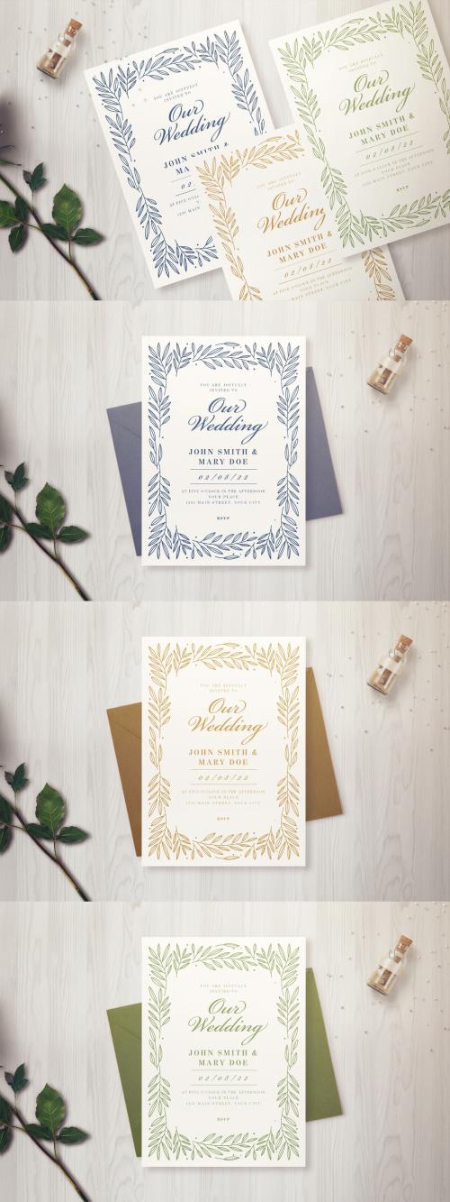 Adobe Stock - Wedding Invitation Layout with a Leaf Border - 259186773