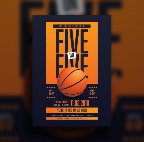 Adobe Stock - 5 on 5 Basketball Tournament Flyer Layout - 259186782