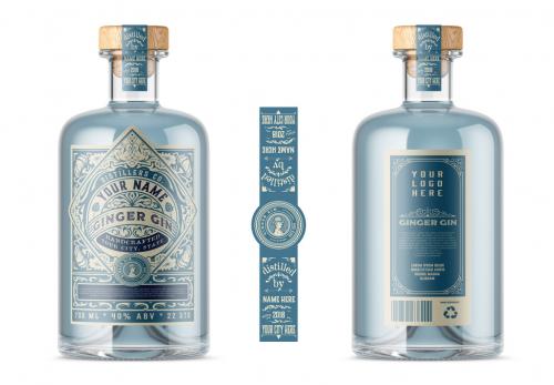 Adobe Stock - Vintage Liquor Bottle Packaging Layout with Teal Accents - 259201972