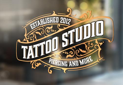 Adobe Stock - Vintage Tattoo Logo with Gold Elements - 259202025