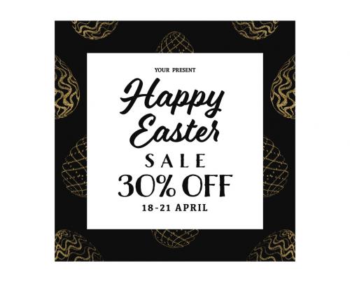 Adobe Stock - Easter Sale Banner with Gold Patterned Eggs - 259640489