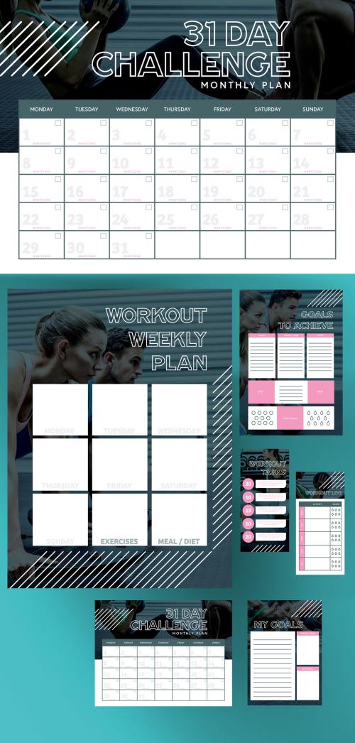Adobe Stock - Fitness Exercise Planning Kit Layout - 260385392