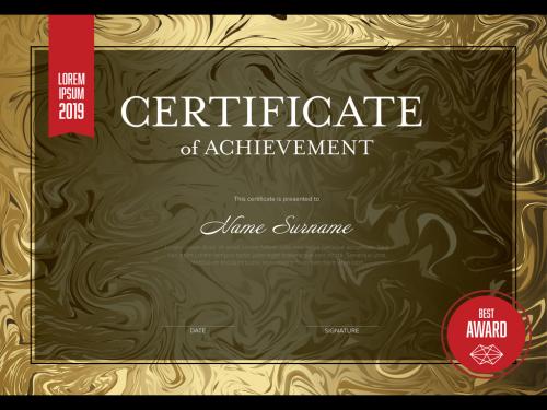 Adobe Stock - Certificate of Achievement with Golden Marble Background - 260538908