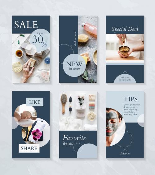 Adobe Stock - Beauty and spa social media design layout with blue accents - 260781070