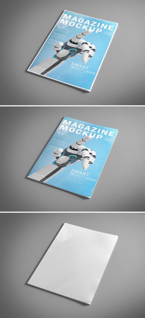 Adobe Stock - Magazine Cover on Grey Mockup - 261067812