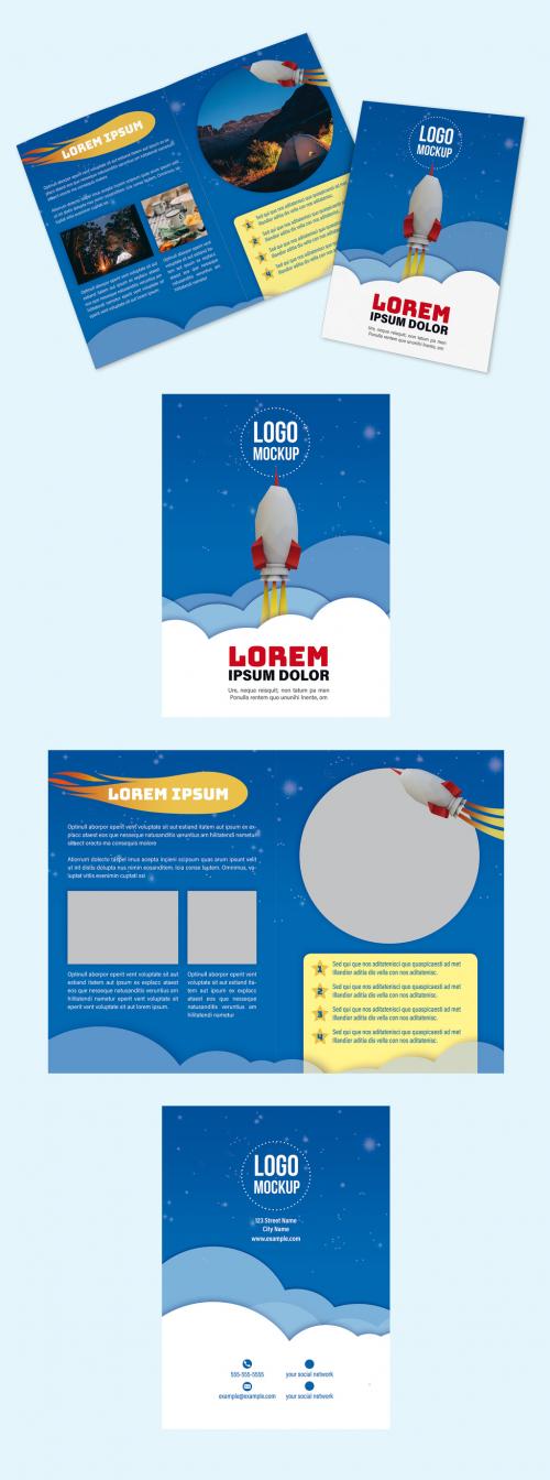 Adobe Stock - Brochure with Space and Rocket Illustrations - 261316100