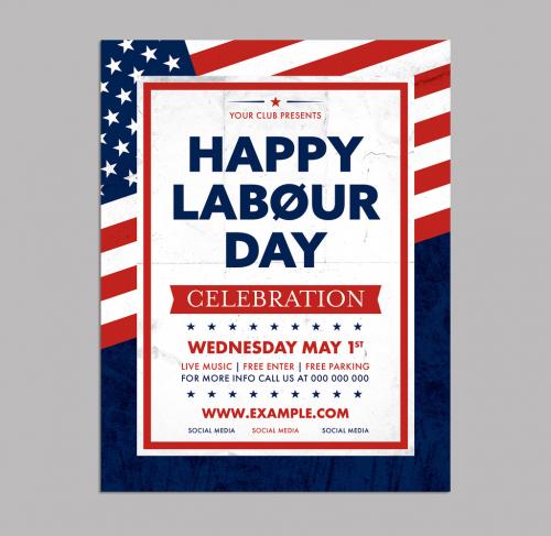Adobe Stock - Labor Day Event Poster Layout with American Flag Graphic - 262256322