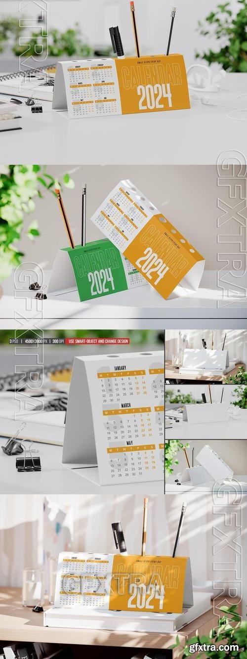 Pen Holder Desk Calendar Mockup VDBS58D