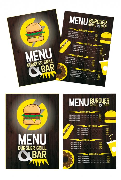 Adobe Stock - Burger Restaurant Menu with Yellow Accents - 262545686