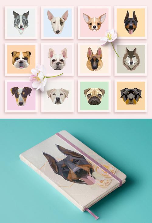 Adobe Stock - 12 Geometric Dog Icons - 262564884
