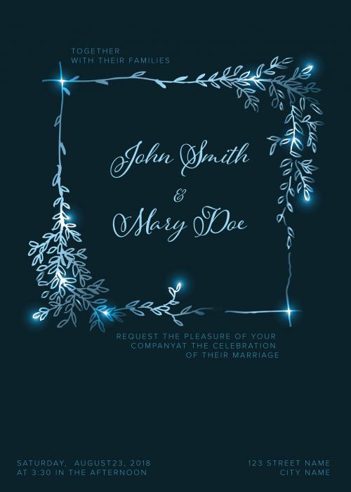 Adobe Stock - Dark Blue Wedding Invitation Layout with Light Natural Accents - 262598205