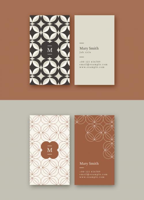Adobe Stock - Vertical Patterned Business Card Layouts in Muted Colors - 262605644