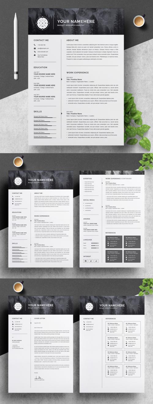 Adobe Stock - Resume and Cover Letter Layout with Image Header - 263782421