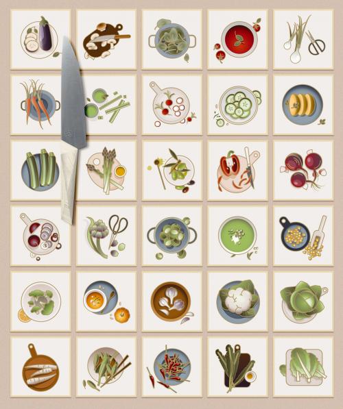 Adobe Stock - 30 Colorful Vegetable Icons Layout - 263935124
