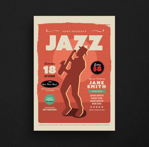 Adobe Stock - Jazz Music Flyer Layout - 264008079