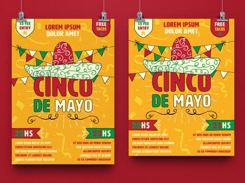Adobe Stock - Cinco De Mayo Flyer with Sombrero Illustration - 264272414