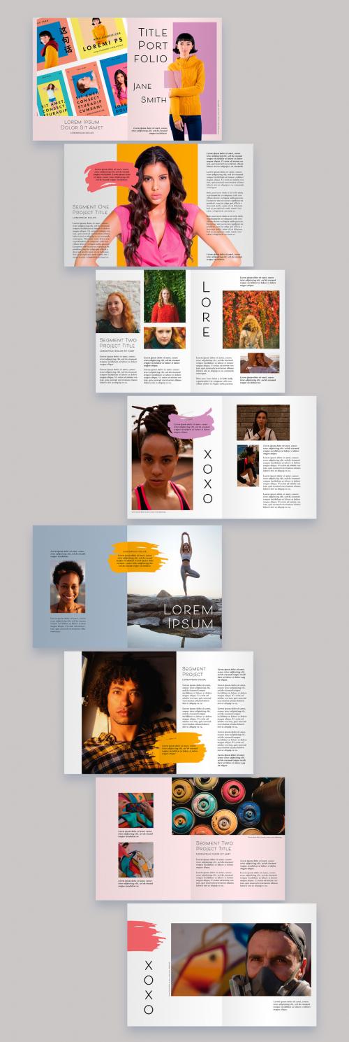 Adobe Stock - Magazine Style Brand Portfolio Layout with Paintbrush Accents - 264655168