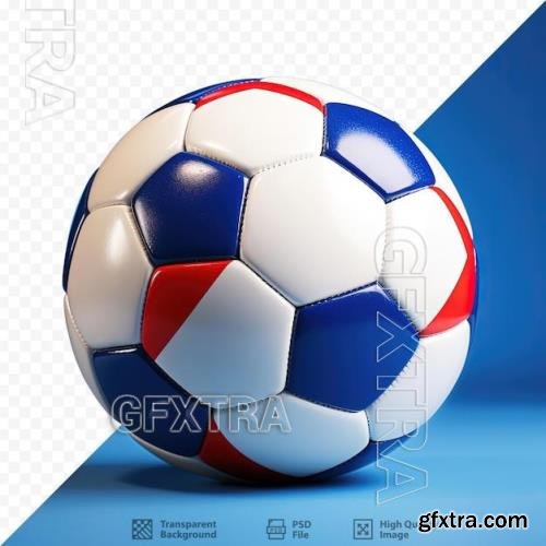 Football with the french southern national flag on green transparent background 86653437