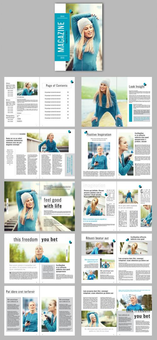 Adobe Stock - Magazine Layout with Teal Accents - 267148417
