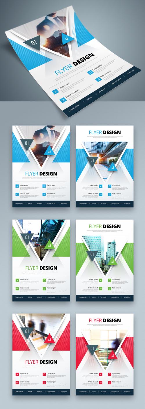Adobe Stock - Colorful Business Flyer Layout with Triangle Elements - 267840363