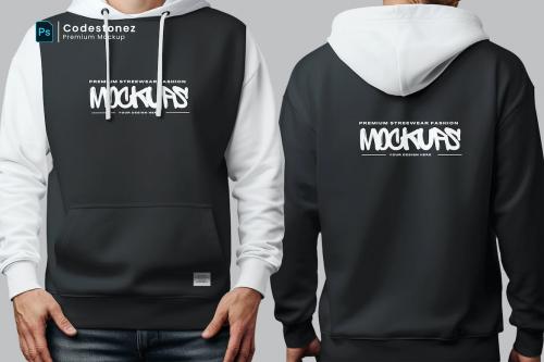 Front And Back Man Hoodie Mockup