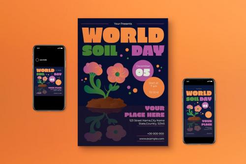 Orange Gradient World Soil Day Flyer Set