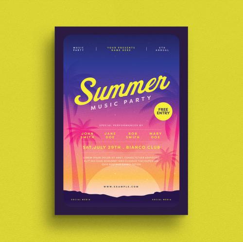 Adobe Stock - Summer Party Flyer Layout - 268860540