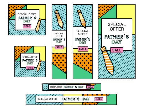 Adobe Stock - Pop Art Style Father's Day Web Banner Layouts - 268862918