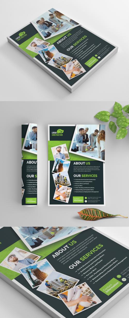 Adobe Stock - Business Flyer Layout with Dark Gray and Green Elements - 269035435