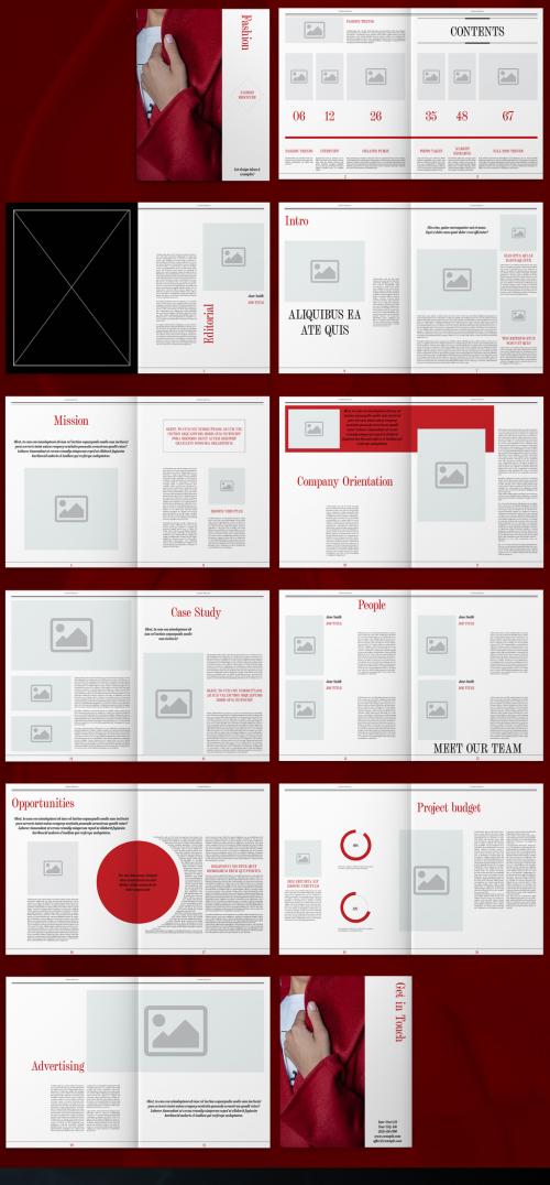 Adobe Stock - Fashion Brochure Layout with Maroon Accents - 269421507
